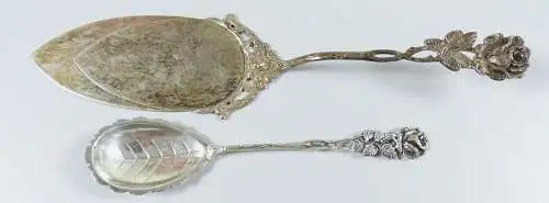 Tortenheber und Zuckerlöffel aus 835er Silber   (da6909)