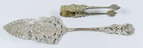 Tortenheber und Zuckerzange aus 800er Silber   (da6908)