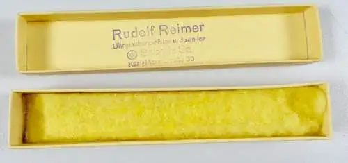 altes Schmuck-Etui/Schmuckschachtel mit Werbung Rudolf Reimer Sebnitz   (da6854)