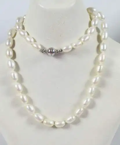 Perlen-Kette mit Magnetverschluß aus 925 Silber     (da6838)