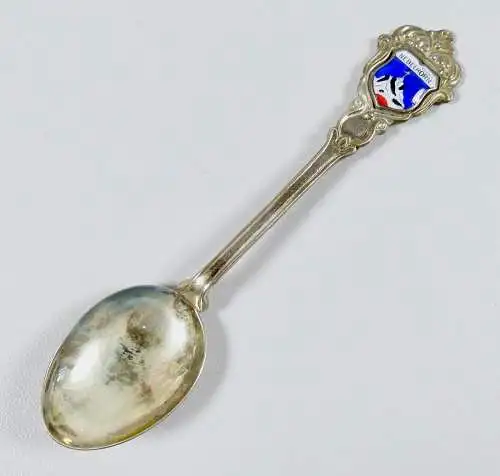 Sammlerlöffel Nebelhorn aus 800 Silber emailliert, original alt  (da6808)