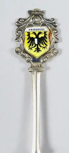 Sammlerlöffel Friedberg aus 800 Silber emailliert, original alt  (da6807)