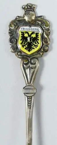 Sammlerlöffel Friedberg aus 800 Silber emailliert, original alt   (da6805)