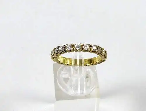 Ring aus 925 Silber vergoldet mit weißem Steinen, Gr. 57/Ø 18 mm  (da6752)