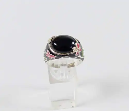 Ring aus 925 Silber mit schwarzem Stein, Gr. 67/ Ø 21,3 mm (da6705)