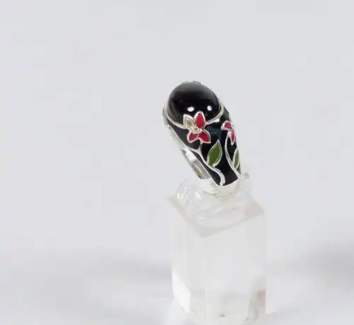 Ring aus 925 Silber mit schwarzem Stein, Gr. 67/ Ø 21,3 mm (da6705)
