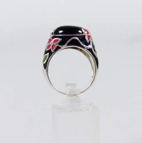 Ring aus 925 Silber mit schwarzem Stein, Gr. 67/ Ø 21,3 mm (da6705)