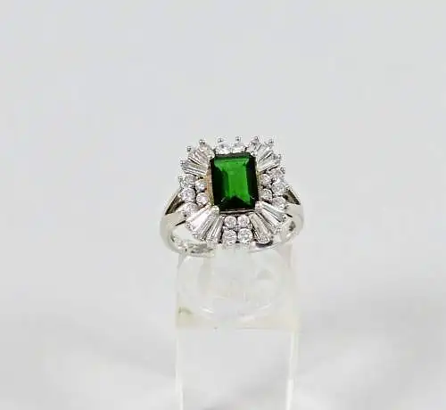 Ring aus 925 Silber mit grünem und weißen Steinen, Gr. 60/Ø 19,1 mm  (da6691)