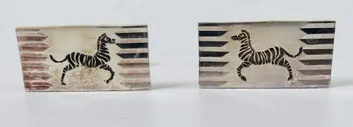 Manschettenknöpfe aus 835er Silber mit Zebra   (da6649)