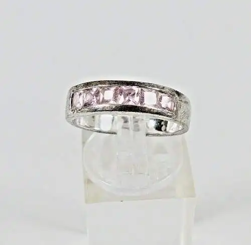 Ring aus 925 Silber mit rosa Steinen, Gr. 56/Ø 17,8 mm  (da6642)