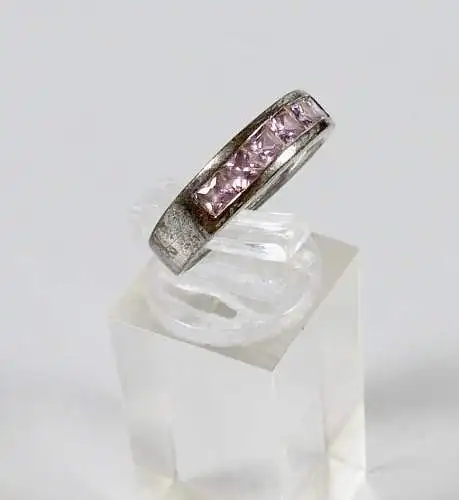 Ring aus 925 Silber mit rosa Steinen, Gr. 56/Ø 17,8 mm  (da6642)