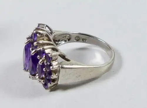 Ring aus 925 Silber mit amethystfarbenen Farbsteinen, Gr. 63/Ø 20 mm  (da6632)