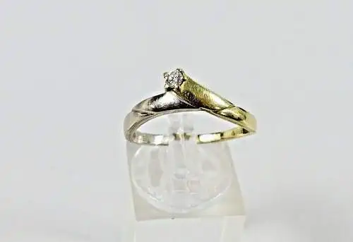 Ring Bicolor aus 585 Gold mit Diamant 0,08 ct. SI, Gr. 60