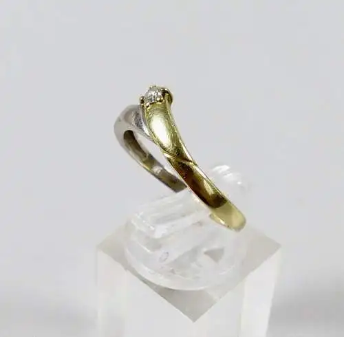 Ring Bicolor aus 585 Gold mit Diamant 0,08 ct. SI, Gr. 60