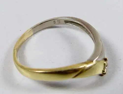 Ring Bicolor aus 585 Gold mit Diamant 0,08 ct. SI, Gr. 60