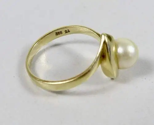 Ring aus 585 Gold mit Perle, Gr. 57/Ø 18 mm  (da6596)