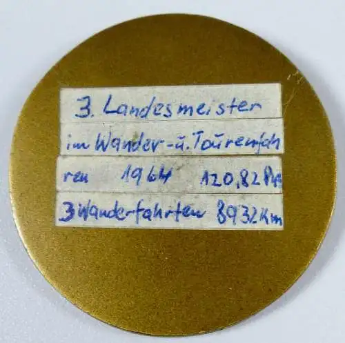 alte Medaille 3. Landesmeister im Wander- u. Tourenfahren 1964 (da6591)