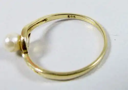 Ring 585 Gold mit Perle, Gr. 58/Ø 18,4 mm