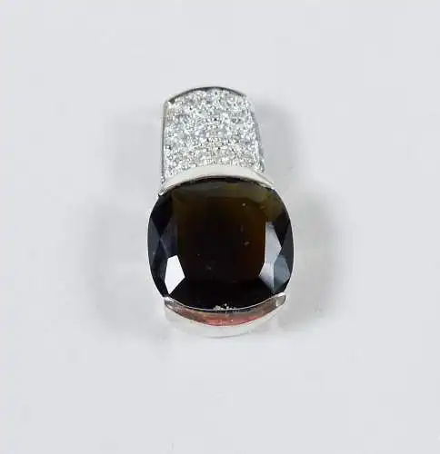 Anhänger aus 925 Silber mit Rauchquarz und kleinen weißen Steinen      (da6480)
