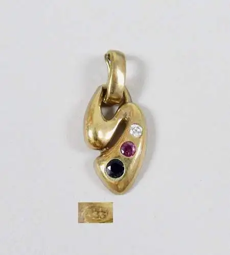 Anhänger aus 333 Gold mit Zirkonia, Rubin und Saphir  (da6316)