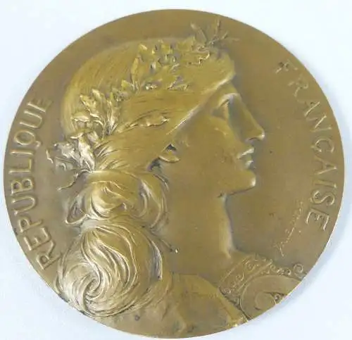 alte große Medaille Bronze Frankreich signiert Daniel Dupuis   (da6268)