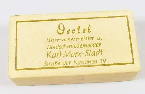 Alte Schmuckschachtel für Eheringe mit Werbung Oertel Karl-Marx-Stadt (da6229)