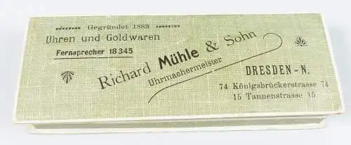 Alte Schmuckschachtel mit Werbung Richard Mühle & Sohn Dresden   (da6204)