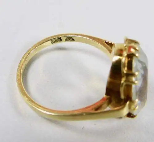 Ring aus 585 Gold mit Aquamarin signiert H H Gr. 54/Ø 17,2 mm