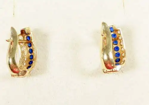 Ohrringe aus 585 Gold mit Saphiren und weißen Steinen    (da6131)