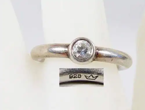 Ring 925 Silber mit weißem Edelstein, Gr. 56/Ø 17,8 mm  (da6077)