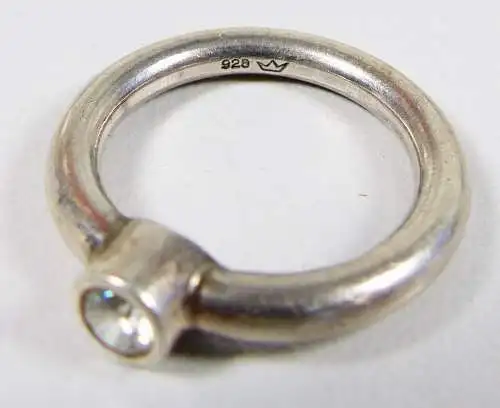 Ring 925 Silber mit weißem Edelstein, Gr. 56/Ø 17,8 mm  (da6077)