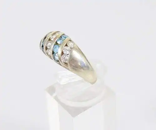 Ring aus 925 Silber mit weißen und blauen Edelsteinen, Gr. 57/Ø 18 mm  (da6072)