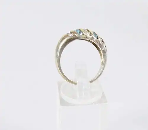 Ring aus 925 Silber mit weißen und blauen Edelsteinen, Gr. 57/Ø 18 mm  (da6072)