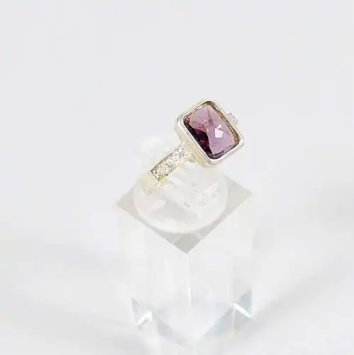 Ring aus 925 Silber mit amethystfarbenen Stein, Gr. 58/Ø 18,4 mm  (da6055)