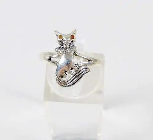 Ring aus 925 Silber mit Katze, Gr. 55/Ø 17,5mm  (da5986)