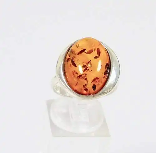 Ring aus 925 Silber mit Bernstein/Amber,  Gr. 58/Ø 18,4 mm  (da5973)