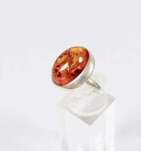 Ring aus 925 Silber mit Bernstein/Amber,  Gr. 58/Ø 18,4 mm  (da5973)