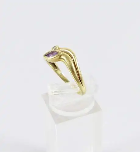 Ring aus 585 Gold mit Diamant 0,01 ct. Amethyst, Gr. 57/Ø 18 mm  (da5955)