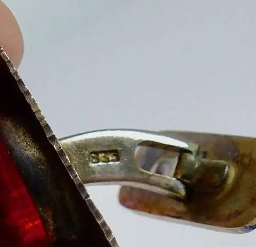 Manschettenknöpfe aus 835er Silber mit Bernstein/Amber   (da5845)