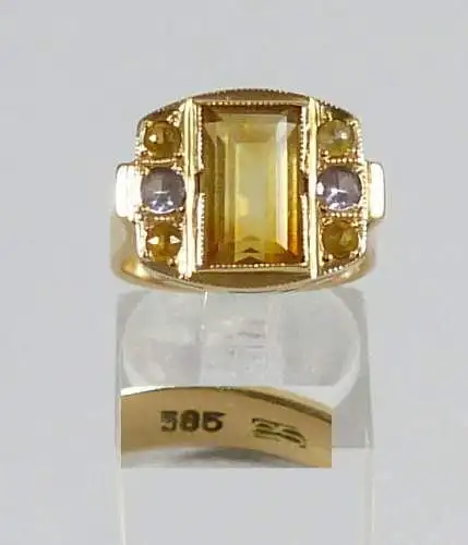 Ring aus 585 Gold mit Citrin Gr. 55/Ø 17,5 mm