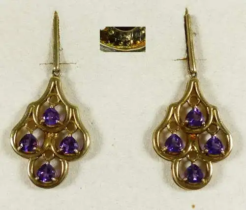 Ohrringe/Stecker aus 925 Silber vergoldet mit Amethyste (da5805)