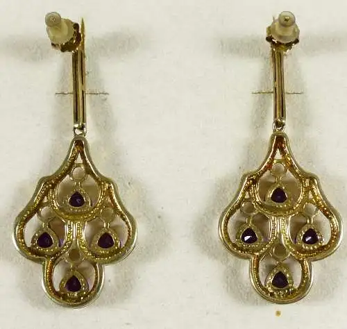 Ohrringe/Stecker aus 925 Silber vergoldet mit Amethyste (da5805)