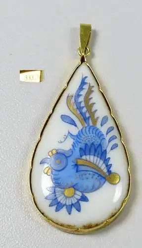 Wunderschöner Anhänger PGH Meissen handgemalt gefasst in 333 Gold   (da5757)