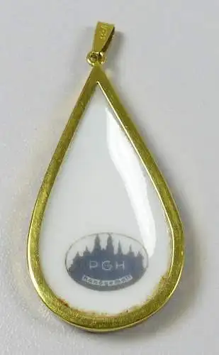 Wunderschöner Anhänger PGH Meissen handgemalt gefasst in 333 Gold   (da5757)