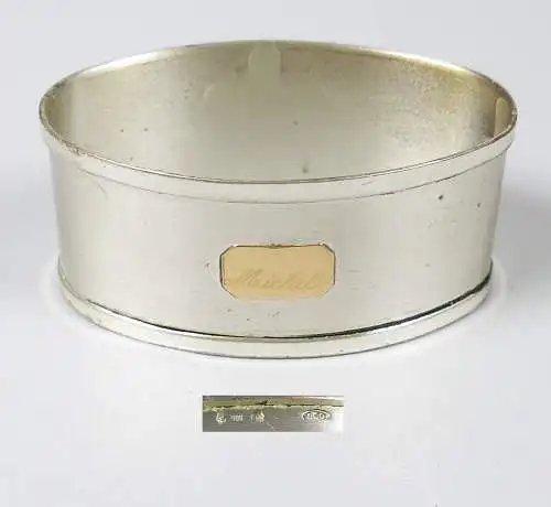 Serviettenring aus 800er Silber mit Goldauflage graviert Michele (da5734)