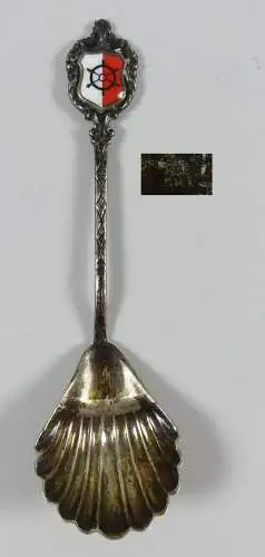 Zuckerlöffel aus 800 Silber mit Wappen aus Emaille   (da5635)