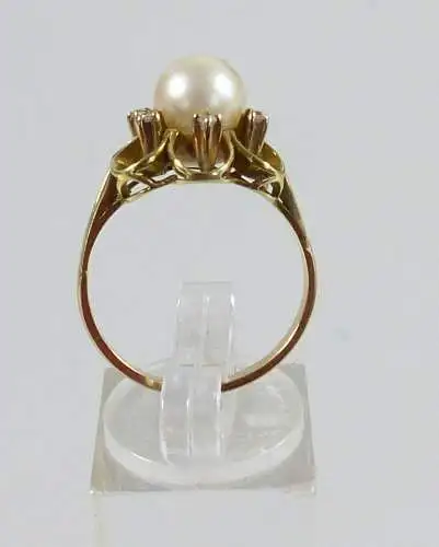 Diamant Ring aus 585 Weißgold mit Perle und Saphiren, Gr. 58/Ø 18,4 mm  (da5625)