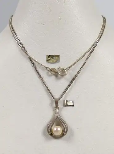 Wunderschöner Perlen-Anhänger mit Kette aus 925 Silber   (da5545)