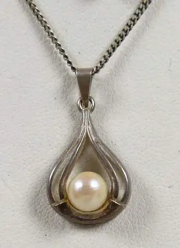 Wunderschöner Perlen-Anhänger mit Kette aus 925 Silber   (da5545)