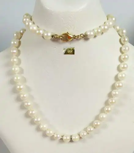 Zuchtperlenkette Perlen-Kette mit Schloß aus 333 Gold   (da5501)